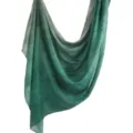 Dark green gradient watercolor print satin blend women shawl scarf 180x80cm variant - 55