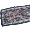 Bohemian printed chiffon scarf, blue floral paisley shawl for women, summer sun protection. - 57