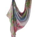 Elegant watercolor floral printed poly cotton scarf for women, soft breathable fashion shawl wrap. - 187
