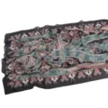 Bohemian floral printed chiffon scarf, black multi-color stylish lightweight shawl. - 58