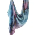 Fashionable blue purple marble print scarf soft breathable digital printed shawl accessory. - 178