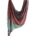 Watercolor gradient print women shawl, soft satin blend long scarf for daily wear and hijab. - 56