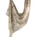 Watercolor print modal cotton scarf in grey and gold, elegant women's fashion shawl wrap. - 95