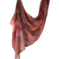 Women's watercolor modal cotton scarf, stylish red abstract print shawl and elegant head wrap. - 105