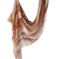Women brown abstract watercolor print modal satin scarf elegant draped shawl daily wear - 104