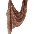 Fashion digital printed soft breathable satin scarf shawl for women, elegant brown design. - 126