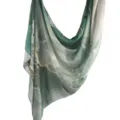 Green watercolor print modal cotton scarf, elegant draped shawl for women accessory. - 70