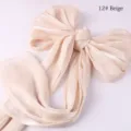 Seidenähnlicher Schleife Schal Beiges Einfarbiges Mode Tuch Elegantes Halstuch Accessoire - Beige