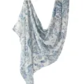 Blue and white paisley print scarf, elegant soft draped fashion shawl for chic women. - 80*180cm / 154