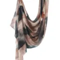 Abstract print scarf, soft poly-cotton shawl, stylish pink and navy neck wrap for women. - 167