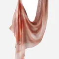 Digital printed polyester-cotton scarf, elegant draped shawl in soft terracotta color variant. - 165