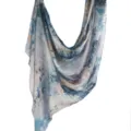 Blue Modal Cotton Watercolor Print Scarf Ethnic Shawl Women Fashion Headscarf SKU - 73 / 80*180cm
