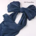 Einfarbig glänzender Kunstseide langer Schal in Estate Blue, elegante Schleifenform, weich. - 20# Estate Blau