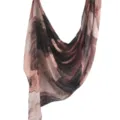 Women's abstract watercolor printed modal cotton scarf, elegant brown tone fashion shawl. - 75 / 80*180cm