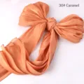 Einfarbiger glänzender Kunstseideschal, eleganter glänzender Schal und langes Kopftuch für Damen. - 30# Karamell