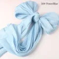 Einfarbig glänzender Plissee Seidenschal, weicher langer Schal in Hellblau für Damen. - 39# Power Blau