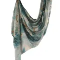 Watercolor scarf, blue marble modal cotton shawl, elegant women's satin printed scarf. - 80*180cm / 92