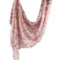 Pink floral print modal cotton scarf for women, lightweight shawl and elegant headscarf. - 80*180cm / 82