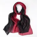 Elegante zwarte en rode gradiënt sateen lange sjaal, zachte shawl en hijab voor dames. - 07 Zwart Rood