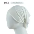 Modal solid color under-cap hijab cap high elasticity mercerized cotton women beanie hat - 23*25.5cm / Cloud White