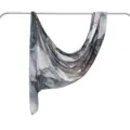 Grey marble print modal cotton scarf, elegant digital printed shawl for women variant style. - 170*70cm / Symmetrical Black (07)