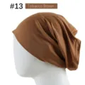 Women Modal Beanie Cap Tobacco Brown Solid Color Stretchy Headscarf #13 Variant Detail - 23*25.5cm / Tobacco Brown