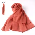 Rooibos tea color crinkle satin long scarf, lightweight breathable Malaysian silk hijab wrap. - Tea Red