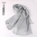 Solid color pleated long scarf breathable shimmering metallic silver wrap for women lightweight new - Silver