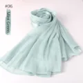 Mint green island silk long scarf, breathable crinkled hijab and fashion accessory - Mint Green