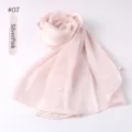 Solid color shiny silk long scarf for women elegant shawl wrap spring summer fashion - Silver Pink
