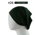 Solid color modal tube cap casual stretch hijab cap dark green versatile women headwear - 23*25.5cm / Dark Green