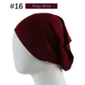 Women modal solid color tube cap under scarf bonnet hijab stretch silky cotton hat 16 - 23*25.5cm / Burgundy