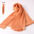 Solid color shimmering island satin long scarf, lightweight and breathable, elegant style. - Caramel color