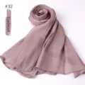 Solid color crinkle long scarf breathable soft silk hijab elegant women fashion accessory wrap - Toadstool