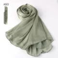 Solid color breathable cooling island silk long scarf, dusty olive hijab for women daily wear. - Grey Olive Green