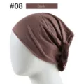 Modal solid color stretchy underscarf cap, comfortable breathable plain beanie hat for women. - 23*25.5cm / Bark