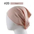 Solid color modal hijab under cap for women, breathable high elastic Muslim bonnet hat. - 23*25.5cm / Pearl Pink