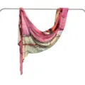Modal cotton scarf in pink marble print, elegant abstract style fashion shawl choice. - 170*70cm / 47
