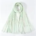 Light green embroidered crinkle hijab stylish breathable metallic silk long scarf - 175*75cm / Light Green