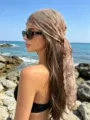 Retro brown lace headscarf women spring floral mesh turban vintage boho hair band sun scarf - 130*45cm / Tan