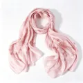 Rosa sciarpa ricamata con paillettes raso leggero stola hijab elegante floreale donna - 170X70CM / Rosa Fiore di Ciliegio