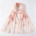 Pink pleated embroidered long scarf, metallic silk breathable hijab and fashion shawl for women. - 175*75cm / Pink