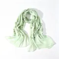 Sciarpa in seta verde chiaro ricamata con delicati fiori, foulard morbido ed elegante. - 170X70CM / 03 Verde Menta