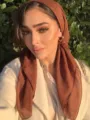Foulard Carré Coton Lin Marron 90cm Uni Hijab Couvre-Chef Style Élégant - Marron