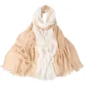 Sciarpa lunga in cotone sfumato da donna, scialle plissettato leggero con bordi sfrangiati. - Nero Simmetrico (07)