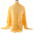 Solid color yellow lace triangular shawl variant, hollow floral sun protection scarf. - 06 Yellow