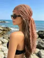 Retro lace headscarf for women, versatile spring autumn ethnic head wrap hair band shawl. - 130*45cm / Brown
