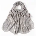 Grey gold foil leopard print chiffon scarf, smooth draping shawl for women versatile. - Gray / 175*70cm