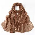 Brown gold leopard print chiffon long scarf, elegant draping versatile women shawl. - Brown / 175*70cm