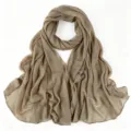 Sciarpa Lunga Plissettata Oro Marrone Morbida Traspirante Hijab Stropicciato Primavera - 180*70cm / 08